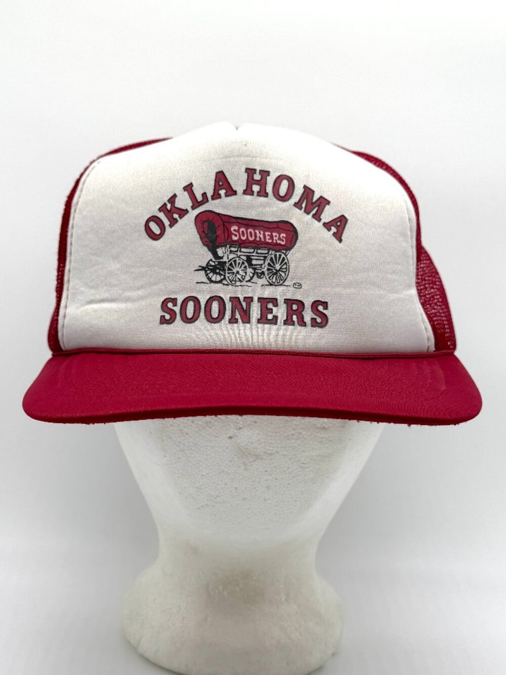 Vintage Oklahoma Sooners Snapback Trucker Mesh Foam Hat Red White Retro Youngan